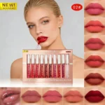 Matte Liquid Lipstick Lip Oil 10pc/set, Waterproof Velvet Lip Gloss Long Lasting Non-transfer Nude Red Pink Daily &Party Makeup - Image 4