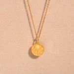 Stainless Steel Spiral Sun Flower Pendant Necklace for Women 18K Gold Plated Stackable Boho Necklace Waterproof Fashion Jewelry