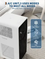 14,000BTU Portable Air Conditioner, 52 dB Quiet AC Unit with Fan and Dehumidifier, Remote control For Rooms up to 750 Sq. Ft - Image 4