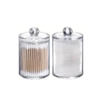 1/2/3 Pack Plastic Cotton Swab Ball Pad Holder, 10 Oz Bathroom Organizer, Qtip Apothecary Jar Clear Container Dispenser - Image 8