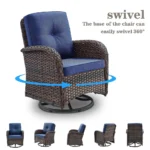 Patio Furniture Swivel Glider PE Wicker Chairs, Outdoor Swivel Rocker Seating with Cushions for Porch Deck Balcony, Brown Wicker - Image 5