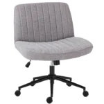 JHK Cross Legged Office Chair with Swivel Wheels Rocking Gaming Chair Armless Wide Desk Adjustable Swivel Fabric Task Vanity - Image 8
