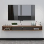 47'' Floating TV Shelf Wall Mounted Console Media Stand for Living Room Bedroom Walnut - Image 2
