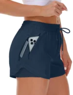 Women's athletic shorts, running, yoga, two-piece design, anti-exposure shorts, fitness, elastic, slimming leggings - Image 2