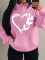 Combination Of Love And Butterfly  Pattern Hoody Women Hip Hop Street Hoodies