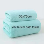 Grey Pink Solid Color Coral Fleece Thickened Towel Set Soft Absorbent Bath Towels for Home Gym Face Washing Soft Towels Set - Image 2