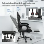 Athena Collection Carbon Fiber Black Gaming Chair - Ergonomic with Footrest Headrest Lumbar Support Height Adjustable Swivel - Image 4