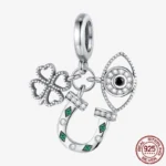 925 Sterling Silver Hamsa Hand Cross Dangle Charms Fit Original Bracelet Beads Faith Jewel plata de leyry DIY Easter Gift