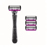 6pcs -layer classic razor, razor set, stainless steel blade, manual safety razor, reusable blade, silicone anti-skid layer
