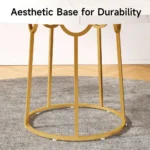 47.24 Inch Round Dining Table Kitchen Table for 4 People Wooden Marble Pattern Dinner Room Table with Gold Base for Home office