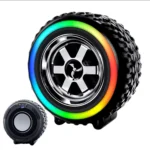 Creative Car Wheel Shape Wireless Speaker with Led Light Portable Outdoor Bluetooth Music Speaker Car Decor for Funny Gifts