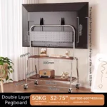 Stainless Steel Rolling Floor Mobile TV Stand for 32-75 Inch LCD LED Screen TVs TV Cart Holds up to 110Lbs Max VESA 600x400mm - Image 9