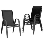4-Piece Stackable Patio Chairs Set Outdoor Dining Chairs with Textilene Fabric/Metal Frame, for Deck Backyard Garden Poolside