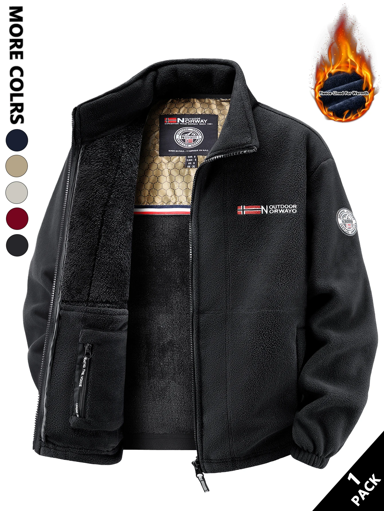 S6be57ee0f28e455dad16876ce195ebf0G.webp Men's Fleece Jacket, Soft and Skin-Friendly, Heat-Retaining and Wind-Resistant, Suitable for Daily Commuting, Home Leisure, Outdoor Walking, Casual Gatherings with Friends, Layering in Autumn and Winter, and Short Trips - Image 1