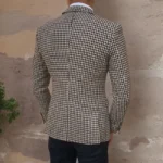 Houndstooth Plaid Blazer for Men One Piece Suit Jacket with 2 Side Slit Slim Fit Casual Male Coat Fashion Clothes 2023 - Image 2