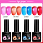 LILYCUTE 4/5Pcs/Set 7ML Nude Pink Gel Nail Polish and Translucent Jelly Nail Art Gel Semi Permanent Soak Off Design Manicure Set - Image 22