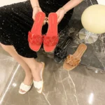 Summer 2025 New Women's Slippers Summer Square Toe Flat Shoes Women's Wide Version Slippers Sandals Outdoor Daily Casual Shoes - Image 4