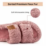 Pallene Furry Cozy Women's Home Slippers Slip On Slides Open Toe Rubber Insole House Slides Fuzzy Warm Bedroom - Image 2