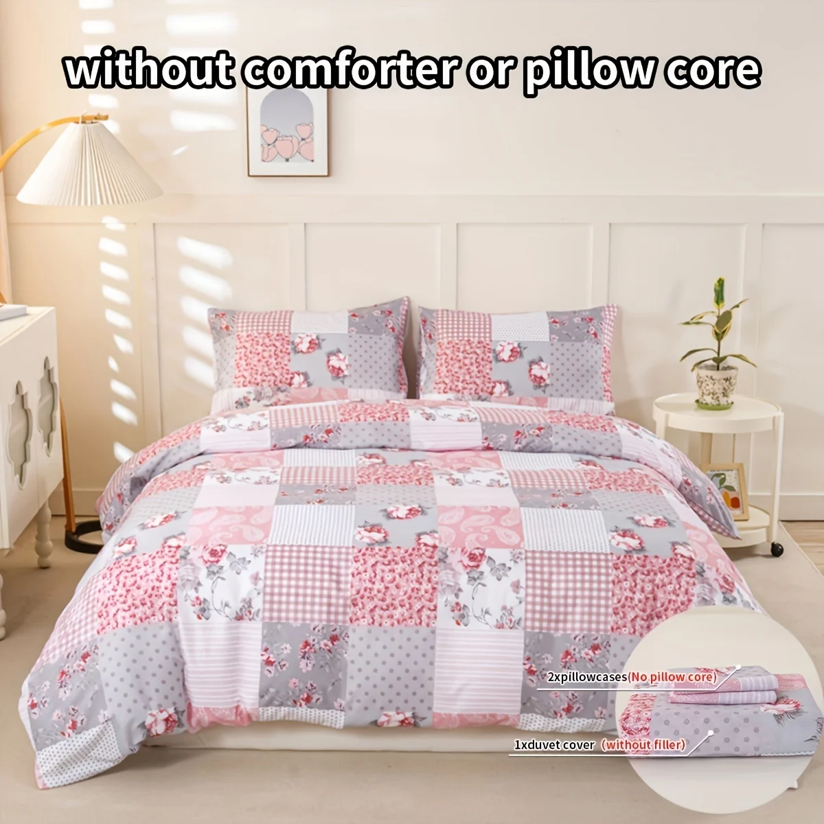S6cf0a6b800994a46956b0605a55fca66Y.webp 3pcs Splicing floral Pattern Duvet Cover Set, Soft Skin-Friendly Bedding Set Includes 1 Duvet Cover And 2 Pillowcases