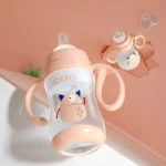 Large caliber baby bottle, 300ml/10.5oz, durable PPSU, straw and balancer – wide mouth design, suitable for easy learning