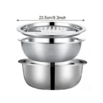3pcs Stainless Steel Kitchen Set With Grinder Filter Bowl - Food Safe Drainage For Fruits Veggies Cheese | 24-hour Shipping - Image 2