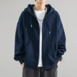 Men Hoodies Cardigan Solid Sweatshirts