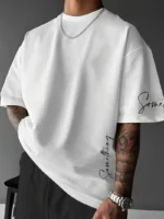 The 2025 summer new men's T-shirt features a casual fashionable comfortable soft and breathable 3D striped pattern print