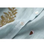 Summer Seven Point Cotton Linen Embroidered Shirt for Women - Image 5