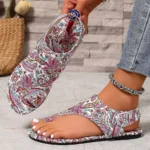 2025 Women Flat Sandals Comfortable Flats Sandals Printed Bohemia Roman Style - Image 7