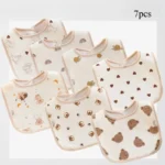 7pcs Cotton Baby Bibs Waterproof Burp Cloths Newborn Saliva Towel Cartoon Print Babies Accessories Baby Feeding Bib Items - Image 7