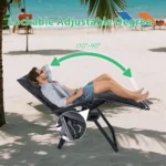 JHK Zero Gravity Recliner Camping Patio Lounge Chair Folding Portable with Cup Holder Trays Removable Cushion For Outdoor Garden - Image 5