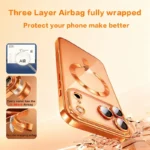 Fashion Orange Magnetic Clear Case For iPhone Air 17 16 15 14 13 12 11 Pro Max Plus Wireless Charge Plating Soft Business Cover - Image 5