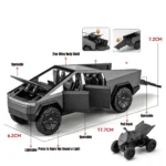 1/32 Tesla Cybertruck Pickup Toy Car Miniature Diecast Metal Off Road Vehicle Model Pull Back Sound Light Collection Gift Boy - Image 2