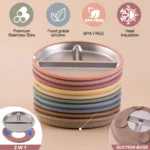 Color Kids 1PCS Stainless Steel Plate Detachable Suction Dishes Baby Feeding Sucker Bowl Food Grade Silicone Food Tray Tableware - Image 6