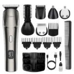 HATTEKER 6-in-1 Professional Cordless Hair Clipper for Man Metal Barber Kit with Trimmer Hair Cutting Set for Precision Cutting