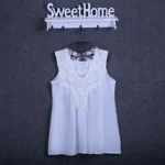 Summer tops for women  Fashion Lace Chiffon blouse V-Neck Loose Casual Chiffon Shirt - Image 2
