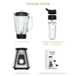 BioloMix 1300W Smoothie Maker with 1.5L Glass Jar Personal Blender for Frozen Fruit Drinks And Sauces - Image 6
