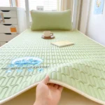 2026 New Summer Cooling Mattress Pad, Solid Color Latex & Ice Silk Mat Washable Foldable Bed Cover for Home Dorm Single Double