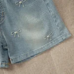 New Summer Girls Shorts Jeans Fashion Embroidery Bow Short Denim Pants For 2-12 Years Kids Clothes Children Cotton Trousers - Image 4