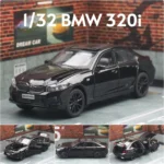 1/32 BMW 320i Sedan Miniature Diecast Toy Car Model Sound & Light Doors Openable Educational Collection Gift for Children Boy