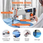 ​​SIHAO 550W Industrial Digital Sewing Machine, Servo Motor Lock Stitch 5000SPM For Leather/Canvas, With Control Panel/Worktable - Image 2