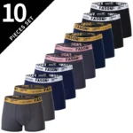 4/10 Piece Men’s Four Season Black Fashionable Casual Basic Versatile Underwear Boxer Shorts Plus Size Youth Sports Base Shorts