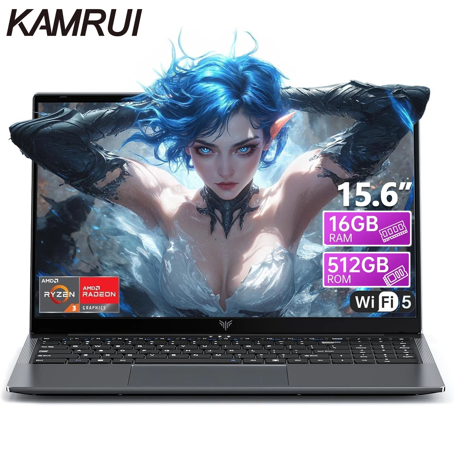 S7253abbef85546f5aa19e47fb808745co.webp KAMRUI 15.6 Gaming Laptop Computer AMD Ryzen3 4300U Windows Laptop IPS 16GB DDR5 512GB NVMe SSD Backlit & Numeric Keyboard Wifi5 - Image 1