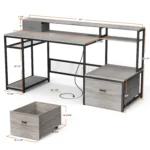 Home Office Desks with Drawers, 66'' Computer Desk with Storage, Office Desk with Monitor Stand, Work Desk with, Customized - Image 3