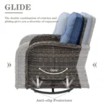 Patio Furniture Swivel Glider PE Wicker Chairs, Outdoor Swivel Rocker Seating with Cushions for Porch Deck Balcony, Brown Wicker - Image 6