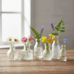 10PCS/SET Retro Relief Mini Glass Vase Crystal Clear European Style Small Vase Set Decorative Elegant Flower Holder - Image 5
