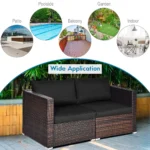 2 Seat Outdoor Wicker Loveseat Sofa Set, Modular PE Rattan 2 Pieces Outdoor Wicker Corner Sofa, Outside Furniture, Customized - Image 6