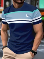 Men's Minimalist Striped T-Shirt Short Sleeve Casual Business Top Basic Fashion Round Neck Design High Quality T Shirt for Man - Image 4