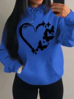 Combination Of Love And Butterfly  Pattern Hoody Women Hip Hop Street Hoodies