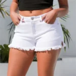 Women Summer Split Tassel Trouser Legs Denim Shorts Vintage Broken Holes Three Quarter Pants Female Casual High Waist Mini Jeans - Image 6